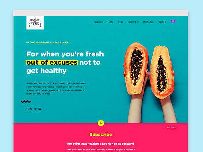 Eat Me Skinny Homepage bold bright food fun homepage nutrition website