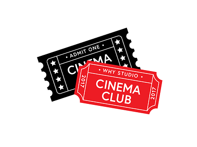 Studio Cinema Club basic black bold cinema film layer logo red star tickets vector