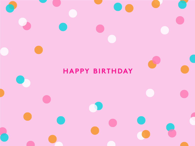 Happy birthday! animated birthday blue bright confetti fun gif green happy party pink