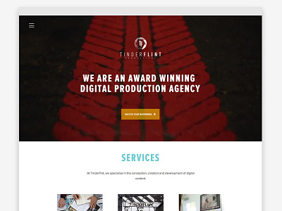 Tinderflint Homepage clean homepage large layout services simple tinderflint video website