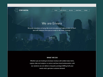 Envara Homepage basic black blue clean green homepage layout tech website