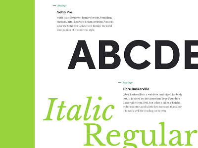 Type Test app baskerville branding green sans serif serif sofia specimen styles type typography