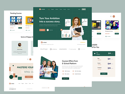 E-School - An E-Learning Landing Page courses e learning e school education landing page service landing page ui uiux web design website