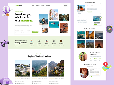TravelBee - Travel Agency Website explore world landing page relaxation tour tourism travel travel agency travel agent travel booking travel landing page travel planner trip trip guide ui design uiux vacation website