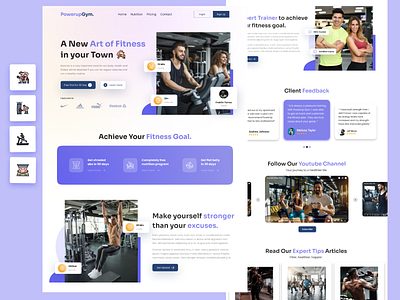 PowerUpGym - Fitness Landing Page cardio crossfit diet exercise fitness gym healthy lifestyle landing landing page nutrition personal trainer ui design uiux website weight loss workout