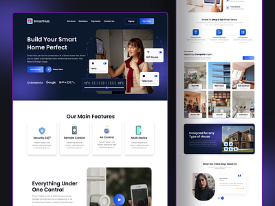 SmartHub Website control home home automation home monitoring iot iot devices landi landing page remote control smart device smart home smarthub trendy design ui design uiux website