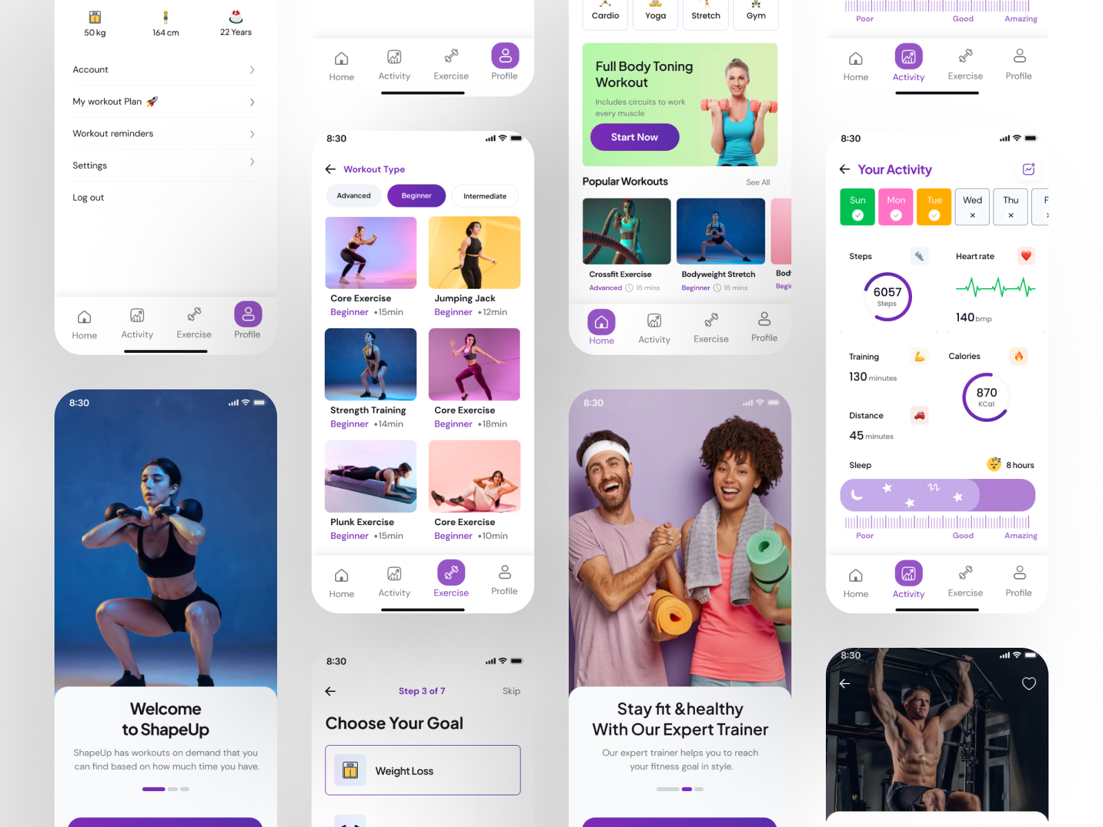 ShapeUp - Fitness & Workout Mobile App by MuradZaman on Dribbble