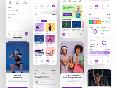 ShapeUp - Fitness & Workout Mobile App activity cardio crossfit exercise fitness fitness app gym health healthcare ios app lifestyle mobile app muscle sport tracker trainer training uiux workout yoga