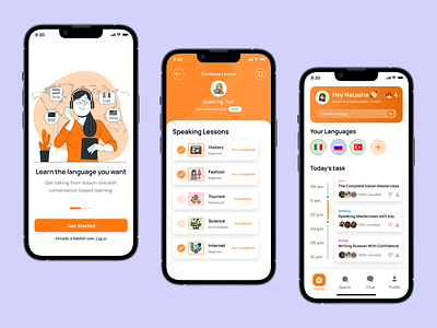 Language Learning App e learning app education elearning ios app minimal mobile app mobile design mobile ui study translate app tutor trendy design ui design uiux
