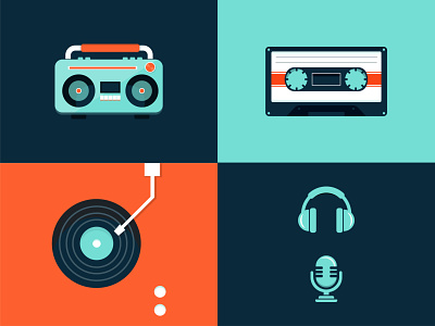 Music Icon Set icon set icons illustration microphone mixtape music podcast record