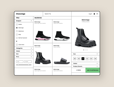 Web and tablet app - shoes shop app design ios ipad minimalism online shop products shoes shop tablet ui web