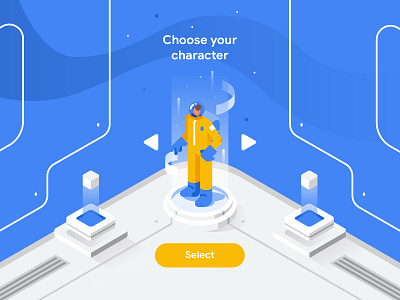 Google - Videogame about Online Security #3 astronaut character geometric google illustration planet quiz screen selection space spaceship ui videogame