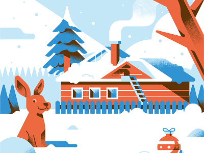 Postcard from Estonia character christmas estonia garden geometric house illustration nature new year postcard rabbit snow