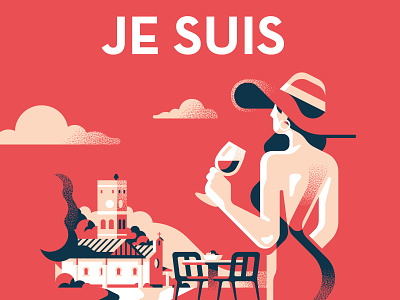 Je Suis - Wine label aperitivo design elegant geometric illustration label minimal retro wine woman