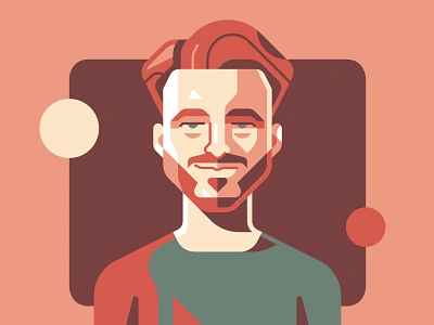 Self portrait about character face flat geometric illustration portrait style