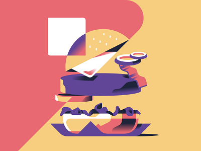 Food series - Burger burger flat food geometric gradient hamburger illustration style