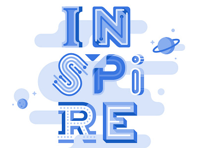 Inspire blue cosmos inspire letter planet star typography universe