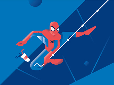 Peter Parker - Spider-Man: Into the Spider-Verse character flat geometric gradient illustration marvel movie spiderman