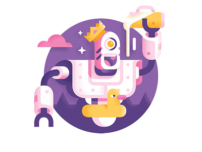 Partynator - The king of the party beer design geometric illustration king party robot