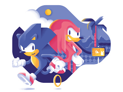 Best rivalries of the 90’s - Sonic and Knuckles cartoon comic geometric illustration knuckles sega sonic sonic the hedgehog videogame
