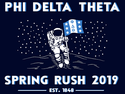 Phi Delta Theta Shirt college festive frat fraternity illustration rush sorority space spaceman spring spring break springtime typography vector