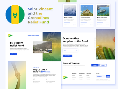 Saint Vincent and the Grenadines Relief Fund blue branding caribbean charity concept design design designers fund graphic design green landing page minimal modern relief simple design typogaphy ui ux web design yellow