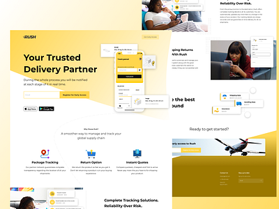 Shipping Startup Website courier figma landing page light mode pictures shipping startup ui website white yellow