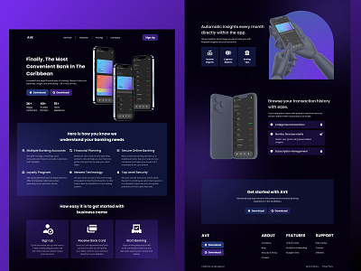 AVE - Digital Bank Landing Page Design - Fintech