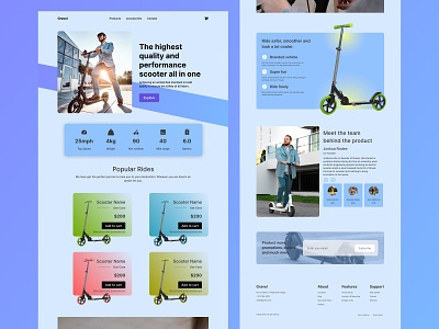 Gravel Scooters Landing Page Web Design bike concept design e commerce electric electric scooter ev figma landing page mobility motorbike rechargeable scooter scoot scooter section ui ux vehicle web design website