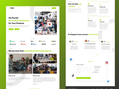 Flash - Landing Page | Social Media Marketing Agency agency concept design digital marketing engagement facebook figma home page instagram landing page smma social social media tiktok twitter typography ui ux web design website