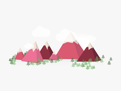 Mountains 3d cloud cute illustration illustrator landscape mountain photoshop pink snow tree triangle