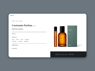 Daily UI :: 033 Customize Product aesop app company customize product daily 100 challenge dailyui design parfum ui web