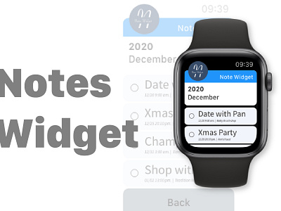 Daily UI :: 065 Notes Widget app apple watch apple watch design daily 100 challenge dailyui design typography web xd