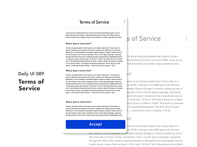 Daily UI :: 089 Terms of Service