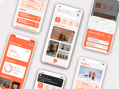 Bubble Tea - iOS Design app boba bubble tea clean ui design figma figma design minimal ui