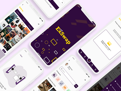 EXSWAP app design illustration typography ui ux