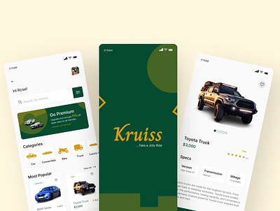 Kruiss - vehicle rental app app branding design logo typography ui