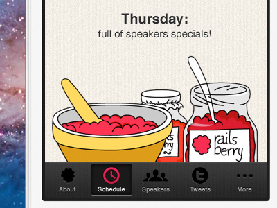 Railsberry Mobile App - tabs conference icons ios iphone mobile mobile app mobile ui railsberry ruby on rails schedule sencha sencha touch tabbar tabs ui