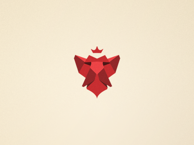 lion's head - logo brand icon lion logo logo design logotype mark origami polygons red