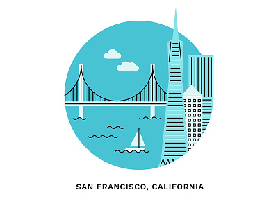 PadPiper Cities: San Francisco bay blue city illustration line art monochrome san francisco