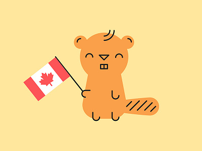 Go Canada! analogous beaver canada canadian happy line art orange