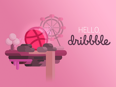 Hello, Dribbble! debut debut shot design ferris wheel first shot hello dribbble illustration island photoshop shapes vector