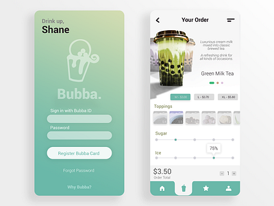 Bubba App - Bubble Tea Rewards App app bubble tea design drink food and drink illustration mobile order rewards ui