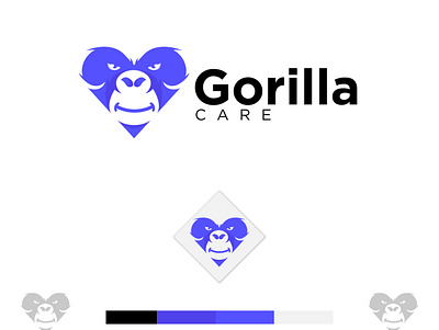 gorilla care design flat icon illustrator logo minimal