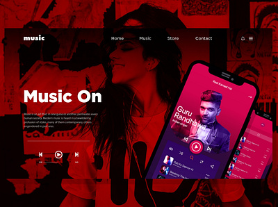 music - hero branding design flat minimal ui ux web