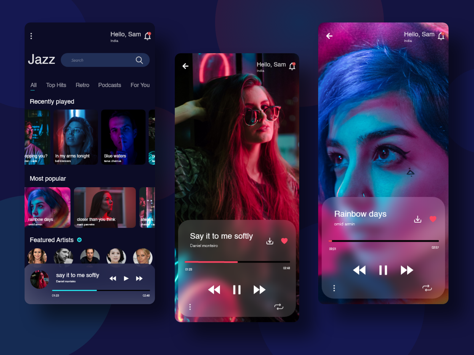 Neon music app by Madeti gowtham on Dribbble