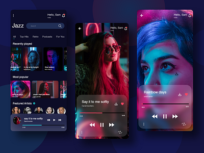 Neon music app dribbble mobile app music app neon ui ui ux designing adobexd ux