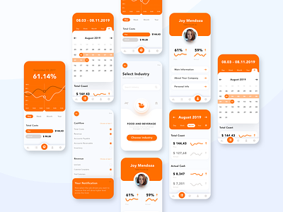 Small Business App app business concept data engineering flat graphic grow improve increase indicators kpi minimal onboarding orange outcome track typography ui ux