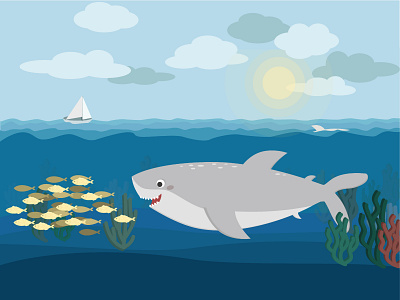 Shark illustration sea shark