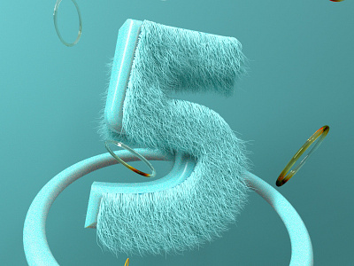My five is furry • 5 💫 36daysoftype 3d 3d animation 3d art 3d artist art cinema4d design designer details textures typography